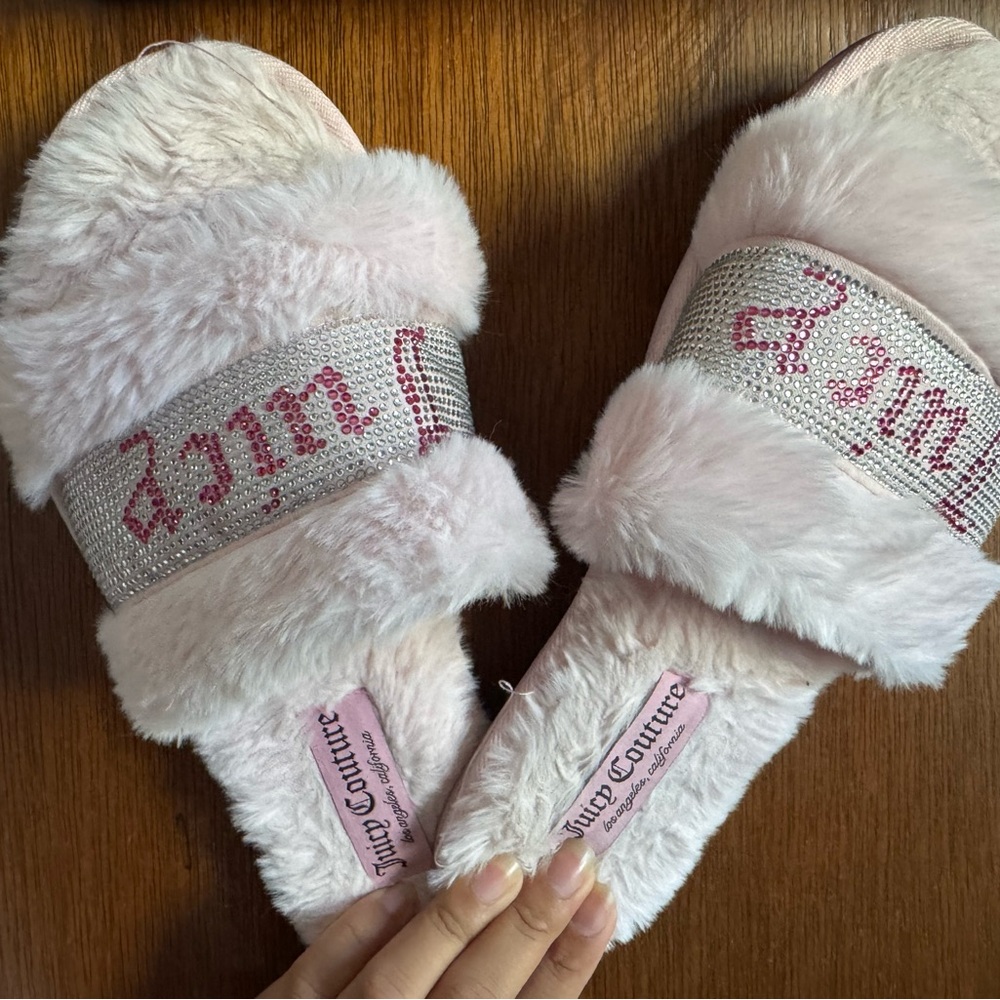 Juicy Couture Light Pink Furry Slippers